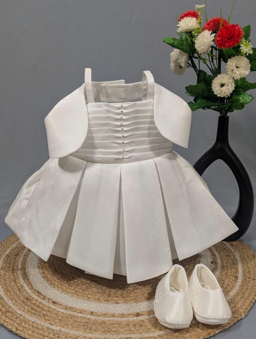 Kids Wear New Born Baby Girl Cotton Baptism Set /Girls Frock / White Frock Set.